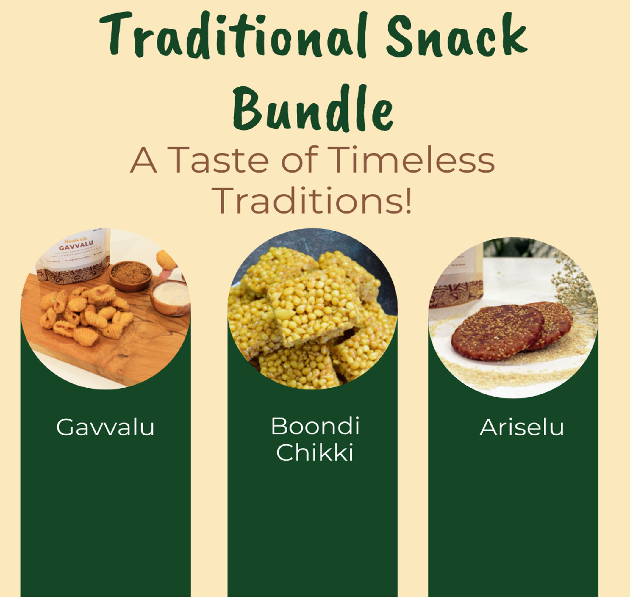 250g Ariselu, 250g Gavvalu, and 250g Boondi Chikki from Reddot Food, offering authentic Indian snacks, available in Ireland.